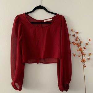 NWOT Mink Pink Red Chiffon Crop Top